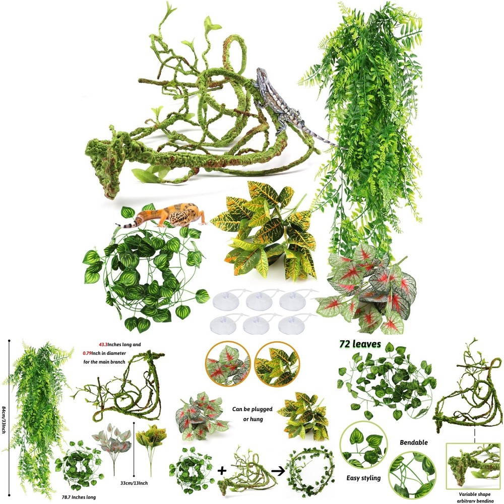 Artificial Reptile Plants Hanging Vines 3ft Terrarium Decorations