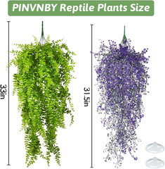 2 Pack Reptile Plants Terrarium Hanging Fake Vines with Suction Cup Artificia…