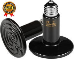 Reptile Heat Lamp 100W 2-Pack Ceramic Heat Emitter, No Light Emitting Infrared H