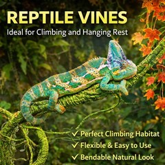 Reptile Vines Plants Terrarium Flexible Vines Jungle Climbing Branch W/ Leaves