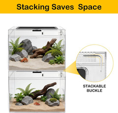 Reptile Tank 7 Piece Starter Kit with Escape Proof Locking Lid Small | All in On