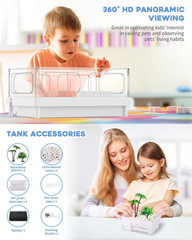 Small Turtle Tank Kit(Tank+Light+Filter), Acrylic Turtle Tank Starter Kit with B