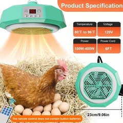 Chicken Coop Heater, Safe Radiant Space Heat Energy Chick Pet Cat Dog Warmer