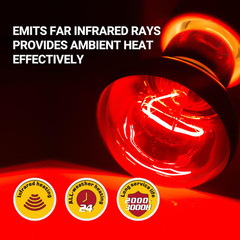 REPTI ZOO 2 Pack Infrared Heat Lamp, 100W Reptile Heat Emitter Infrared Basking
