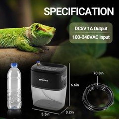 800ml Portable Mister Fogger for Reptile Tank Enclosure – Terrarium Misting S…