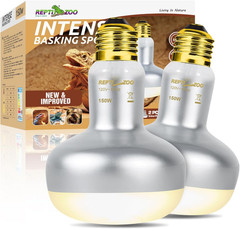 REPTI ZOO 2 Pack Heat Lamp 150W, Intense Basking Spot Simulated Natural Sunlight