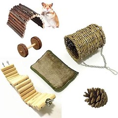 Pet Hammock Hamster Hanging Toy, 5 Piece Set House Hanging Bed Cage Toys for …