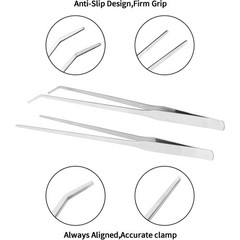 Long Straight and Curved Aquarium Tweezers 10.6 inch Stainless Steel Reptile