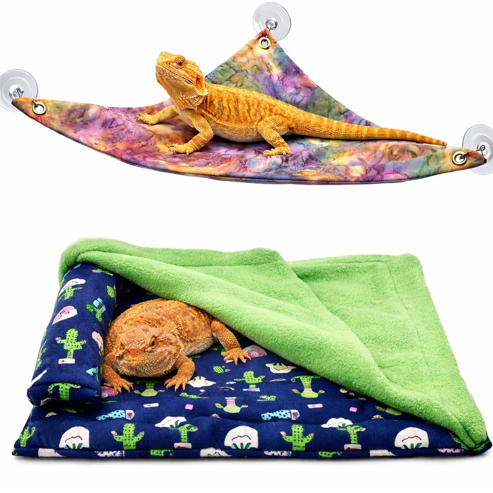 Bearded Dragon Tank Accessories, Reptile Bedding Hammock Soft Fabric Warm Sle…