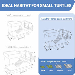 Aquatic Turtle Tank+Lamp+Filter Kit, Upgrade PC Turtle Tank Starter Kit with Adj