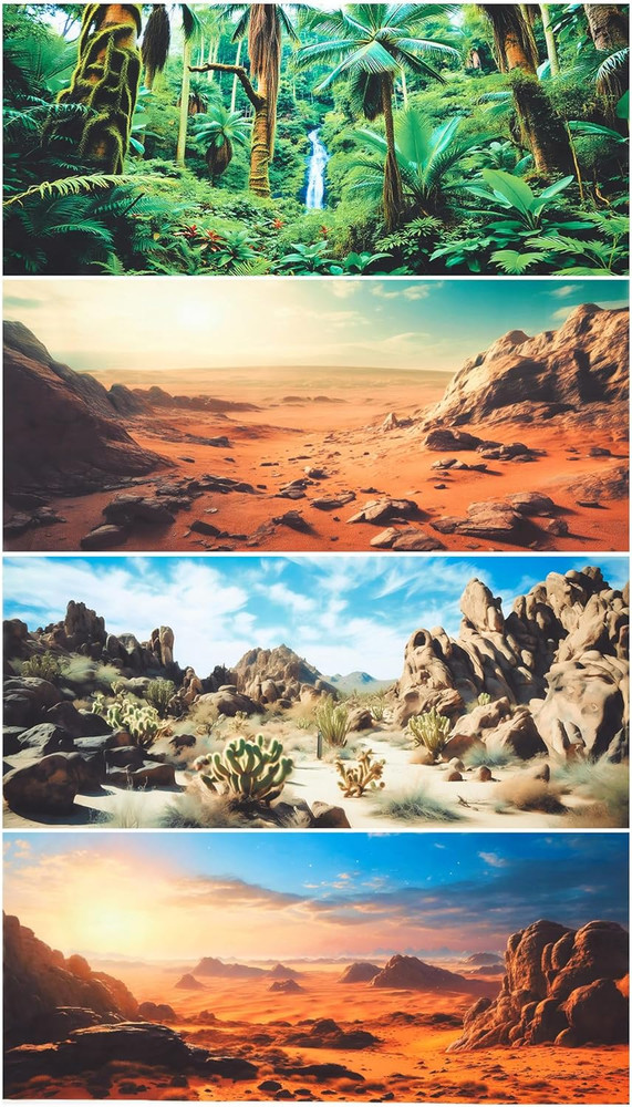 4 Pcs 24 X 11.8 Inch Reptile Habitat Background with Nano Glue Gobi Sun Cactus S
