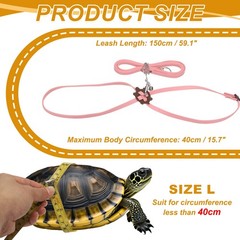 Tortoise Leash Harness with Bell, ( Leather, Large, Pink )