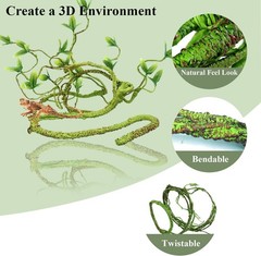 10Pcs Bearded Dragon Tank Accessories, Reptile Hammock Plants Bridge Jungle Clim