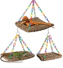 Reptile Mesh Hammock Bearded Dragon Lizard Parrot Bird Hanging Bed 2 Sizes M/L