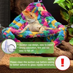 Hand-Knitted‌ Soft Lizard Hammock,Double-Layer Hammock for Bearded Dragon Tan…