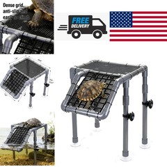 Turtle Basking Area 10.8 Inch Platform with Adjustable Height and Anti Slip Grid