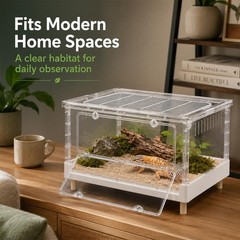 30Gal Clear Reptile Enclosure Foldable Reptile Habitat Cage W/Top Opening Window