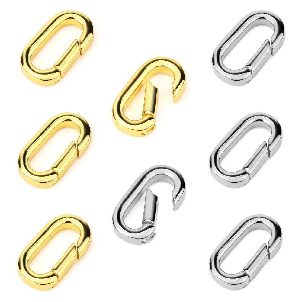 4 PCS 18K Gold Plated Carabiner Clasps and Closures and 4 PCS Silvery Claps f…