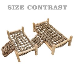 Dnoifne Bearded Dragon Bed with Climbing Ramp – Natural Wood and Seagrass Ham…