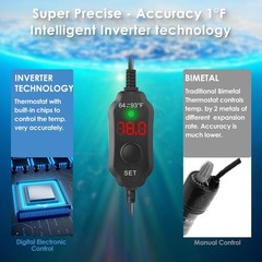 50W Compact Aquarium Heater for 5-10 Gallon Tanks | Super Short Submersible F…