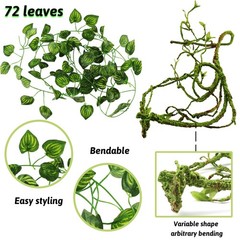 Reptile Plants, Terrarium Hanging Plant Vines Artificial Leaves Reptile Hide,…
