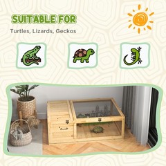 Pawhut Wooden Tortoise House Indoor Turtle Habitat Enclosure Outdoor Reptile