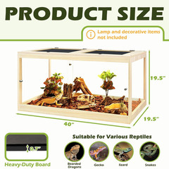 Reptile Tank, 65 Gallon Beard Dragon Tank, Tempered Glass Reptile Encloure and S