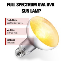 100W Reptile Heat Lamp Bulb Full Spectrum UVA UVB, Sun Lamp Basking Light for…