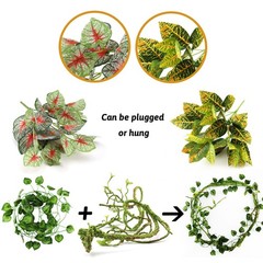 Reptile Plants, Terrarium Hanging Plant Vines Artificial Leaves Reptile Hide,…