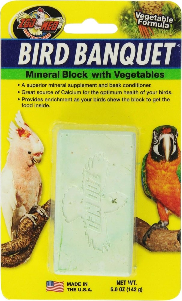 Zoo Med Bird Banquet Mineral Block Supplement For Birds 5-Ounces 3-Pack