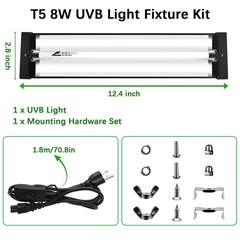 T5 10.0 UVB Reptile Light Fixture Combo Kit, 8W High Output UVA UVB Light wit…