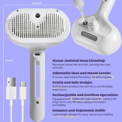 Cat Steam Brush, 3 in 1 Pet Hair Removal Tool, Self Cleaning Steamy Cat Brush…