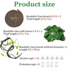 5Pcs Reptile Vines for Terrarium 13FT Flexible Jungle Climbing Vine Branch fo…