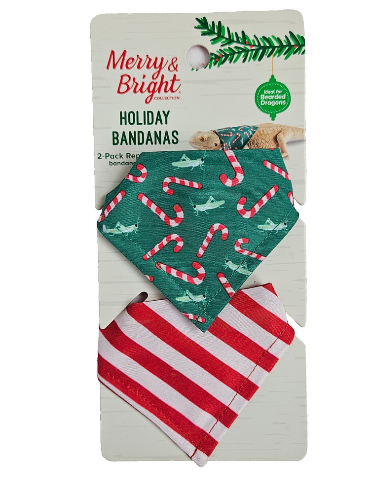 Merry & Bright Christmas Holiday Bandanas for Bearded Dragon **NEW**