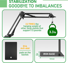 360° Adjustable Reptile Lamp Stand | Heavy Duty Metal Heat Lamp Holder (12-64In)