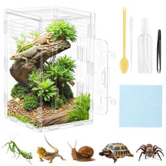 Jumping Spider Terrarium, Complete Acrylic Habitat Kit with Dual Doors, Feedi…