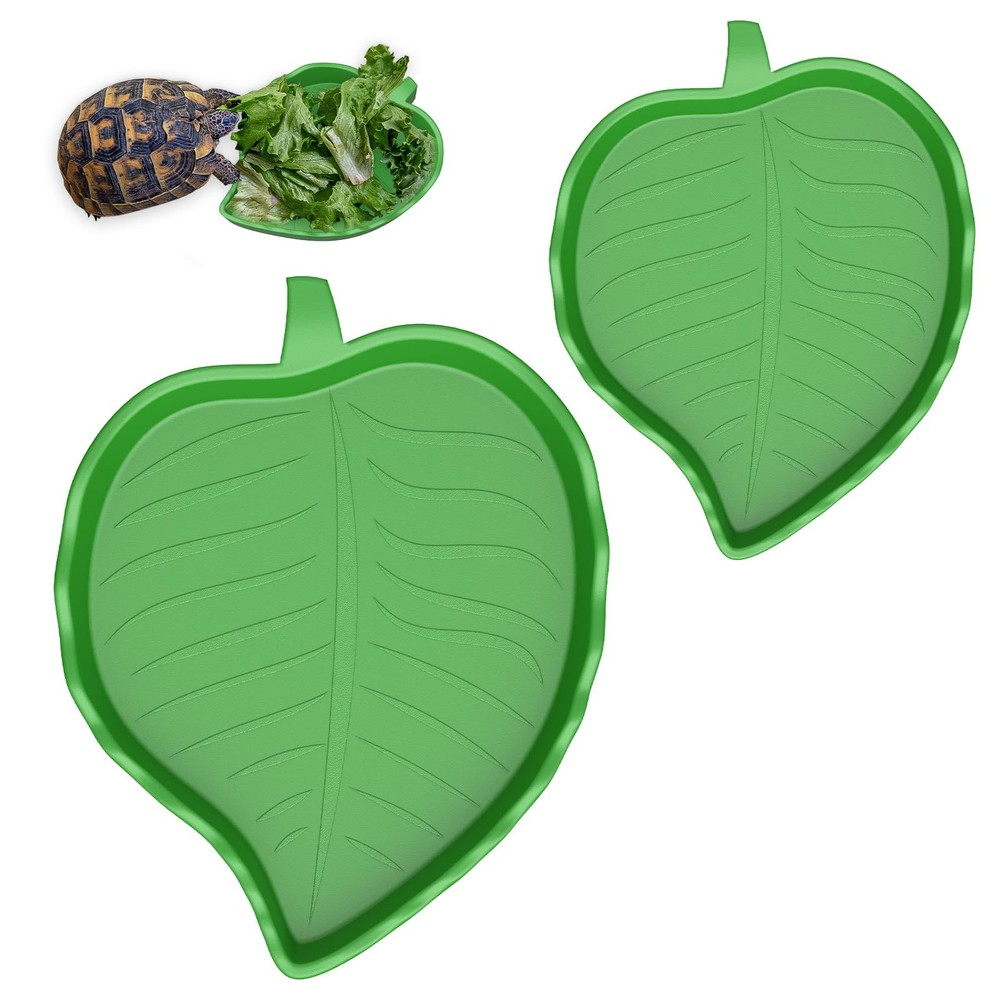 2 Pcs Leaf Shaped Reptile Water Dishes Food Bowls