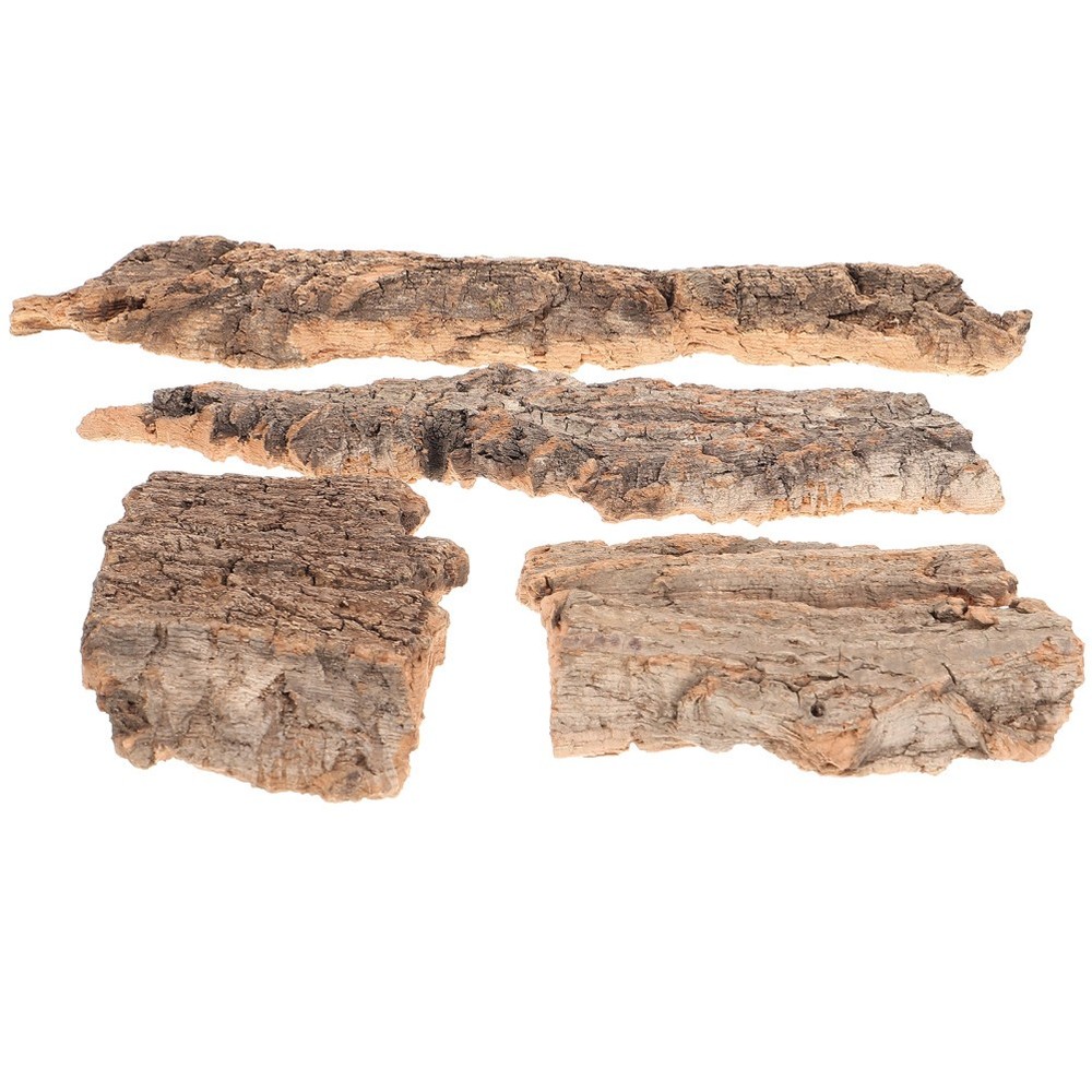 4Pcs Light Brown Tree Bark Decor for Reptile Hide and Terrarium Accessories