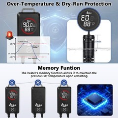 AQQA 800W Aquarium Heater, Fish Tank Heater with Digital Thermostat, Over-Tem…