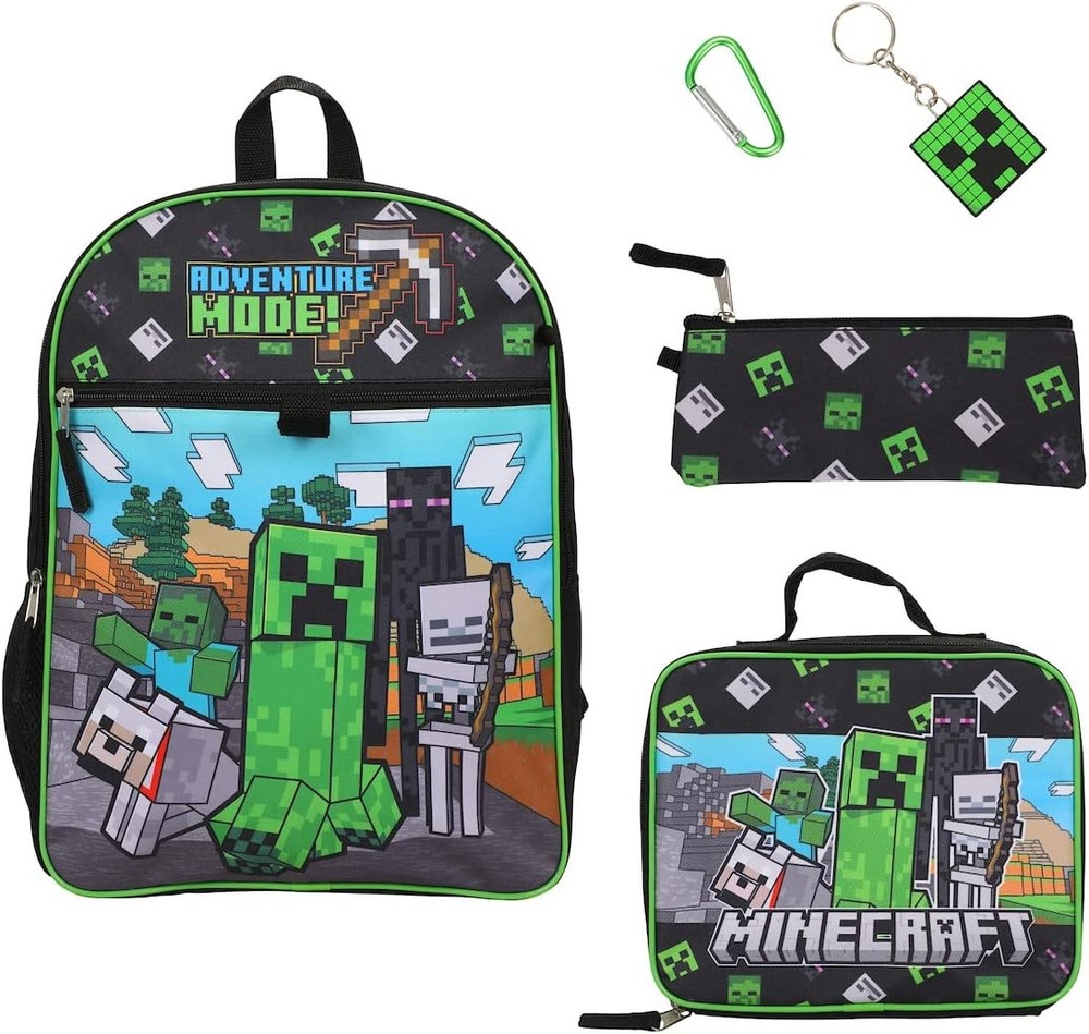 Bioworld Minecraft Adventure Mode 5-Piece Backpack Set Green