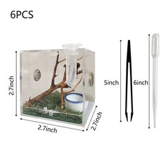 JOBEDE Jumping Spider Enclosure, Habitat with Dropper Clear