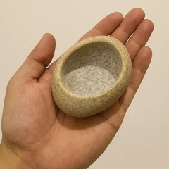 Leopard Gecko Stone Feeding Bowl Natural Pebble Food Water Dish Handmade Reptile