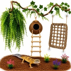 Leopard Gecko Tank Accessories. Reptile Hammock Vines Plants with S-BD-2-A