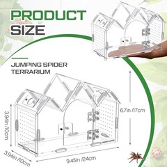 Weysat Jumping Spider Enclosure 9.5×3.9×6.7 Acrylic Tarantula Terrarium Habitat