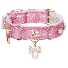 PetsHome Cat Collar, Dog Collar, [Bling Rhinestones] PU Leather Adjustable Pe…