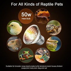 4-Pack 50W UVA UVB Bulbs, Fit E26 Heat Reptile Lamp, Light Turtle Heat Lamp for
