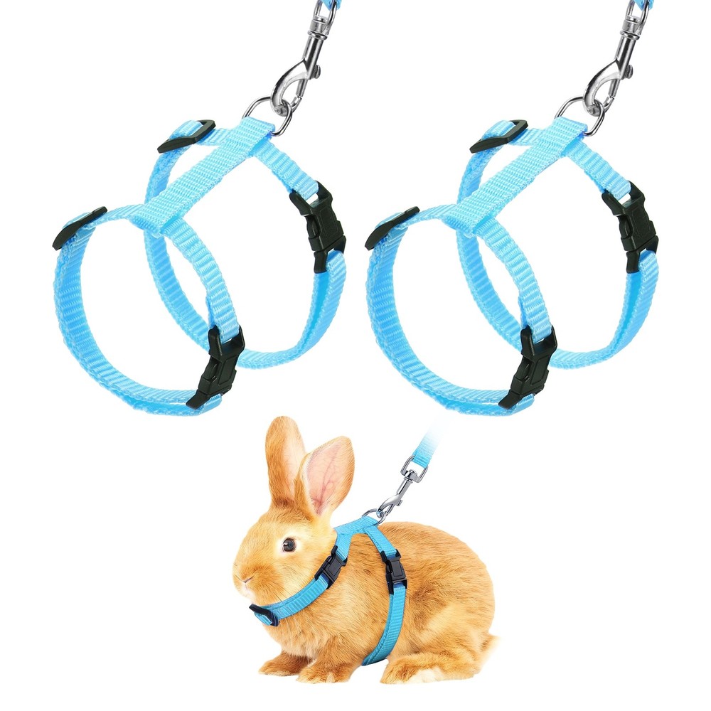 Rabbit Harness and Leash, Small Animal Harness( 2Pcs, Sky Blue)