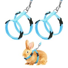 Rabbit Harness and Leash, Small Animal Harness( 2Pcs, Sky Blue)
