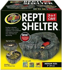 Zoo Med Repti Shelter 3-in-1 Cave Naturalistic Reptile Shelter Medium 8in 4-Pack