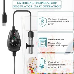 FEDOUR Mini Type-C Aquarium Heater, Small Adjustable Heater with External Con…